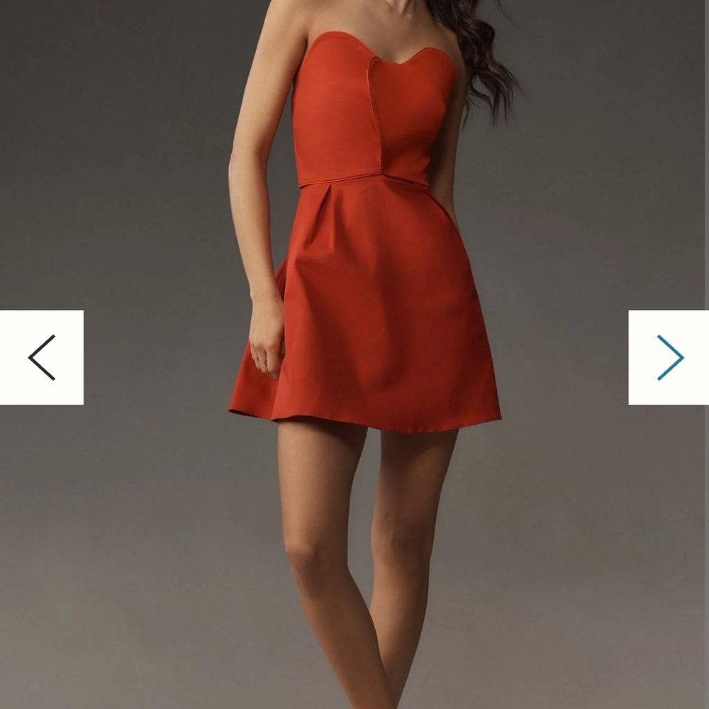 Farm Rio Antropologie Red Strapless Heart  Dress Sz Medium
